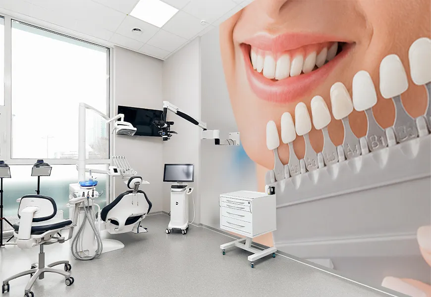 کاغذ دیواری سه بعدی مطب دندانپزشکی نمای لبخند